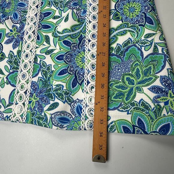 Eliza J Dress Womens 2 Blue Floral Embroidered Tropical Beach Resort Bright - Picture 10 of 12